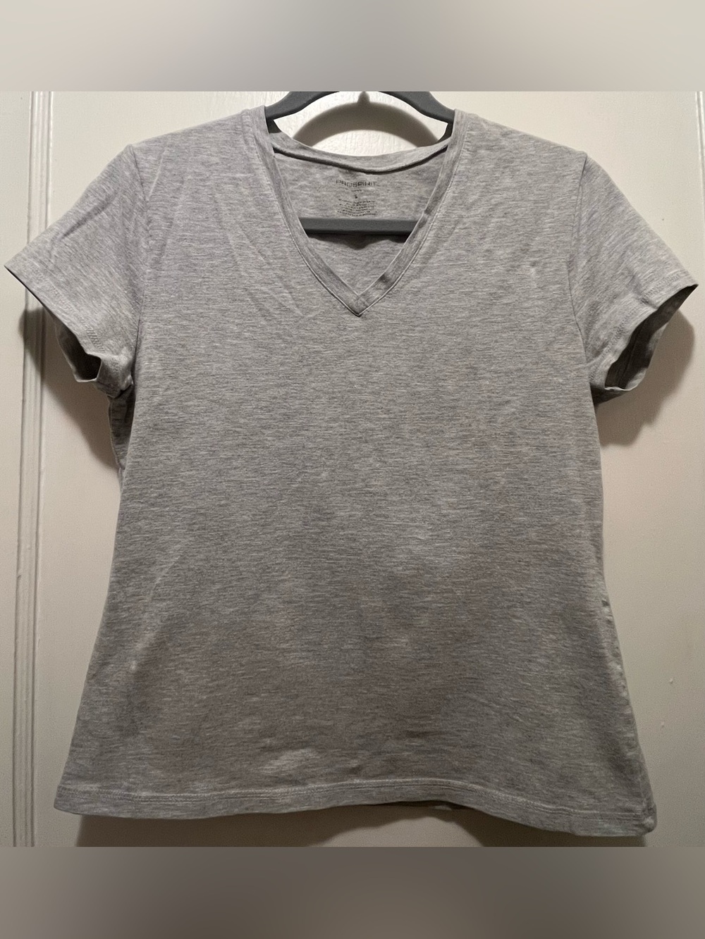 ProSpirit Heather Gray V-Neck Short Sleeve Activewear Tee Shirt - Size Small